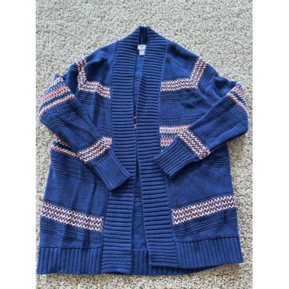 Old Navy Girls Open Front Cardigan Knit Long Sleeve Blue Pink Size Large (10-12) - Picture 1 of 13